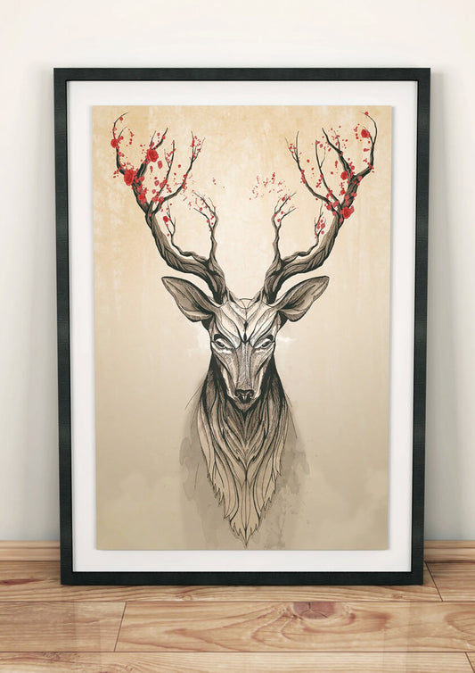 estampe artistique Deer Tree