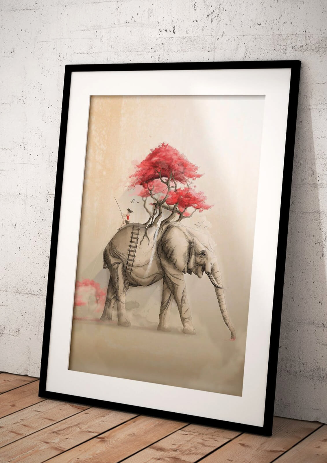 Souvenirs de pêche dans l'estampe d'art Éléphant