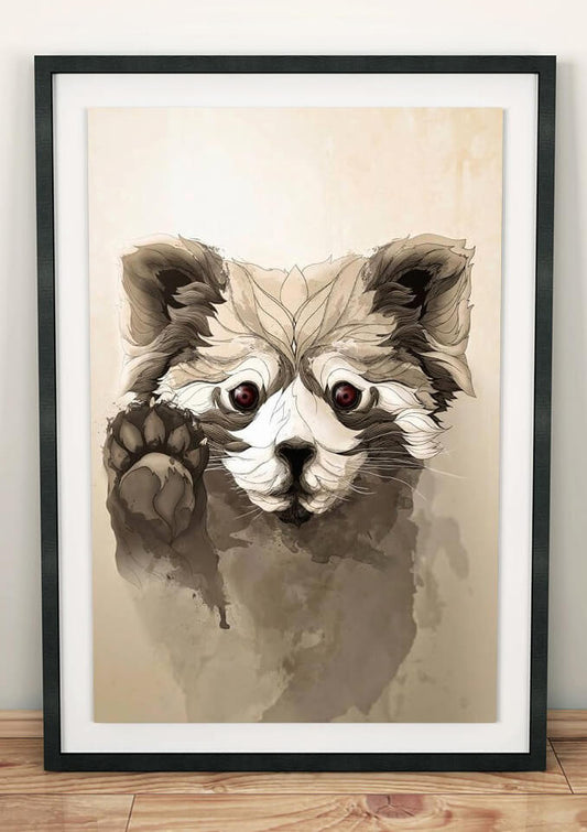 Impresión artística del panda rojo