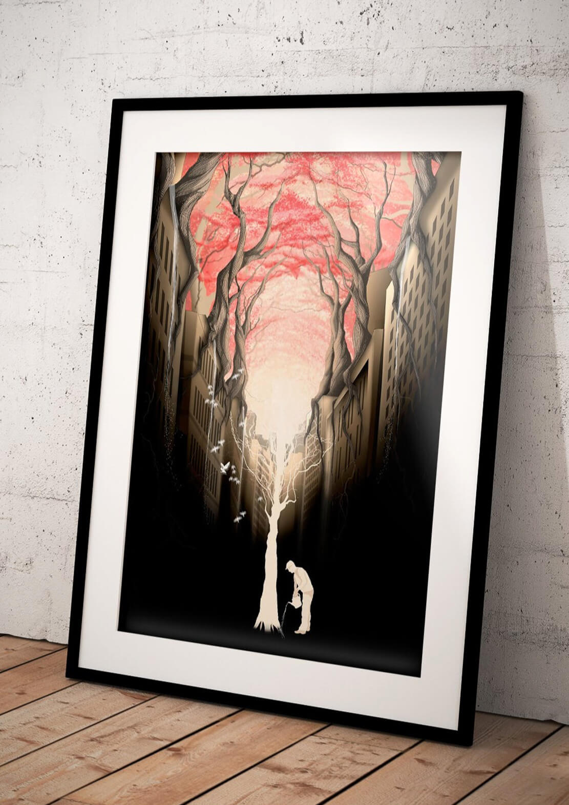 Lámina Growing Red Forest above the City