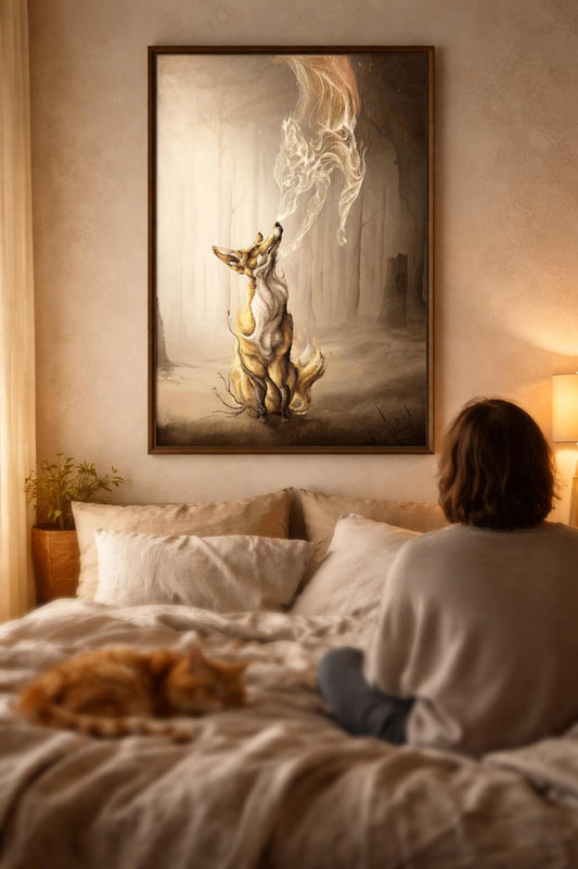 spiritual animal wall art bedroom decor calming large art print