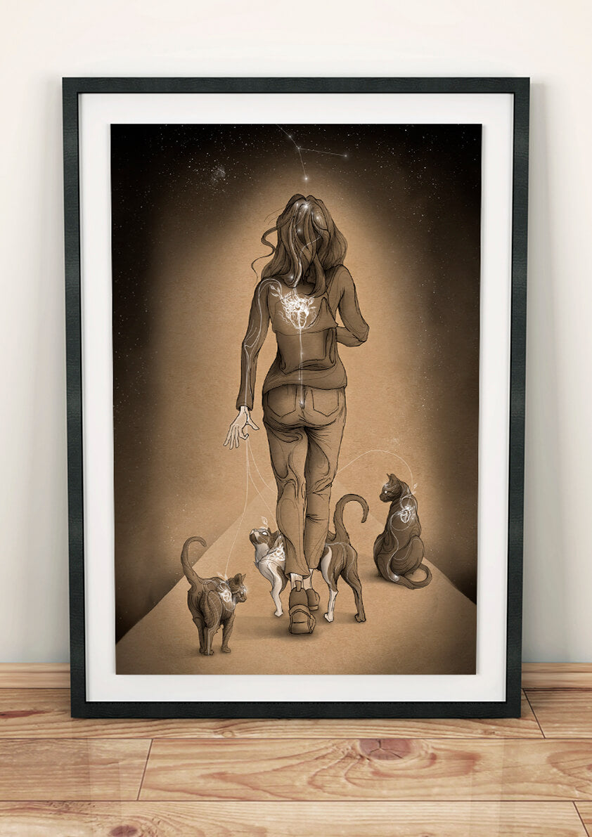 "Body < Mind < CATS < Soul" - limited edition (framed Art)