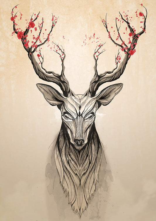 Deer Tree Art Print