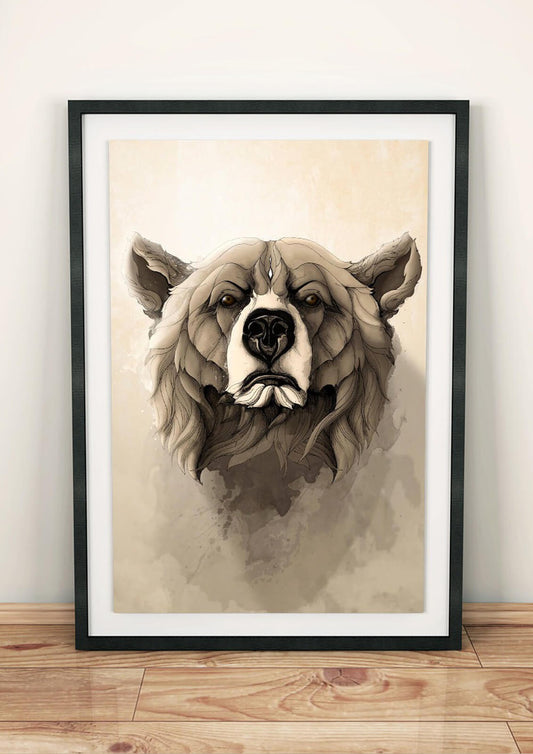Impresión artística de oso grizzly 