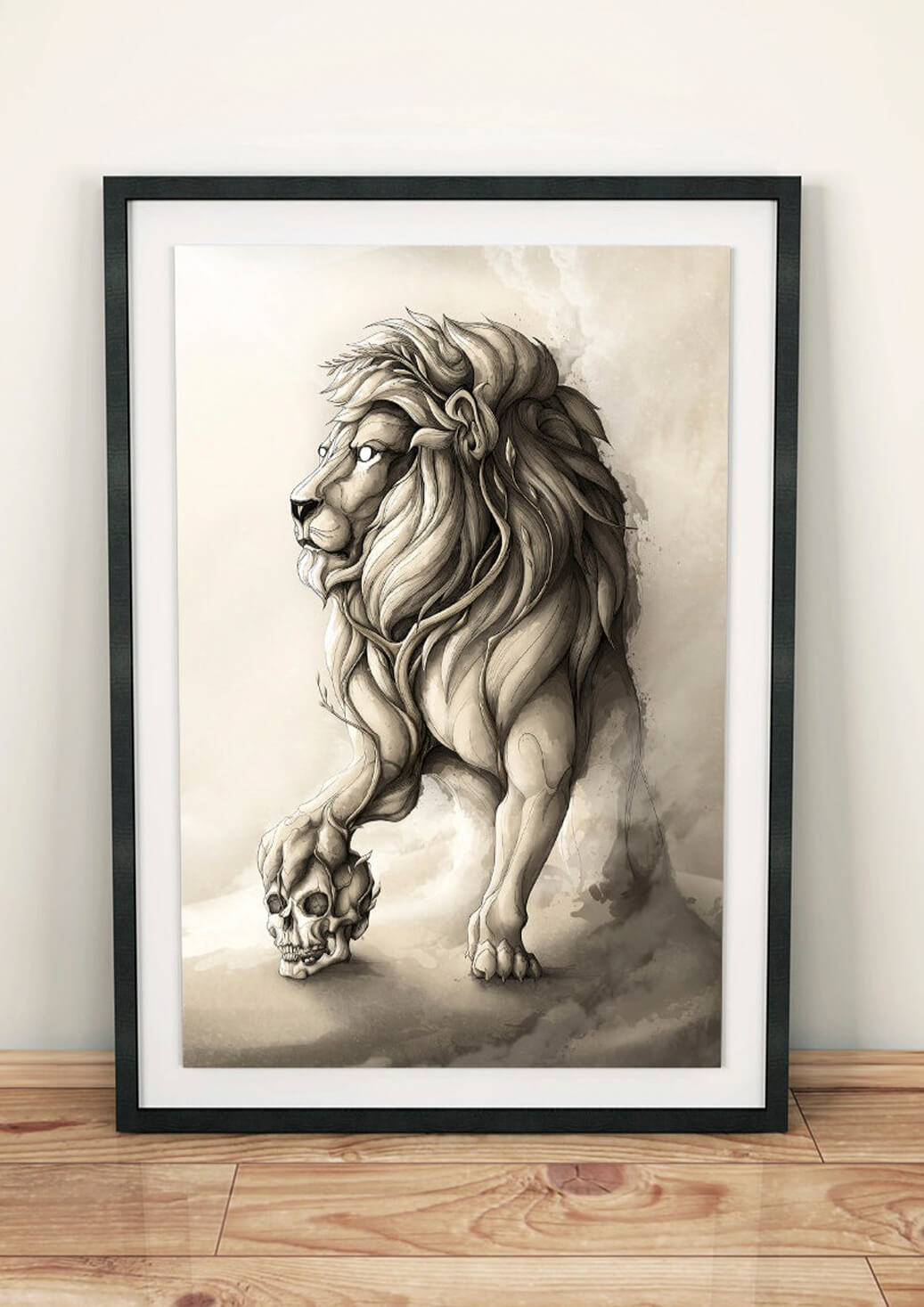 The Wood Lion art print